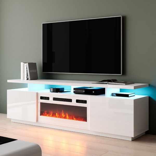Orren Ellis Genoveva TV Stand for TVs up to 78" with Fireplace Included & Reviews Wayfair